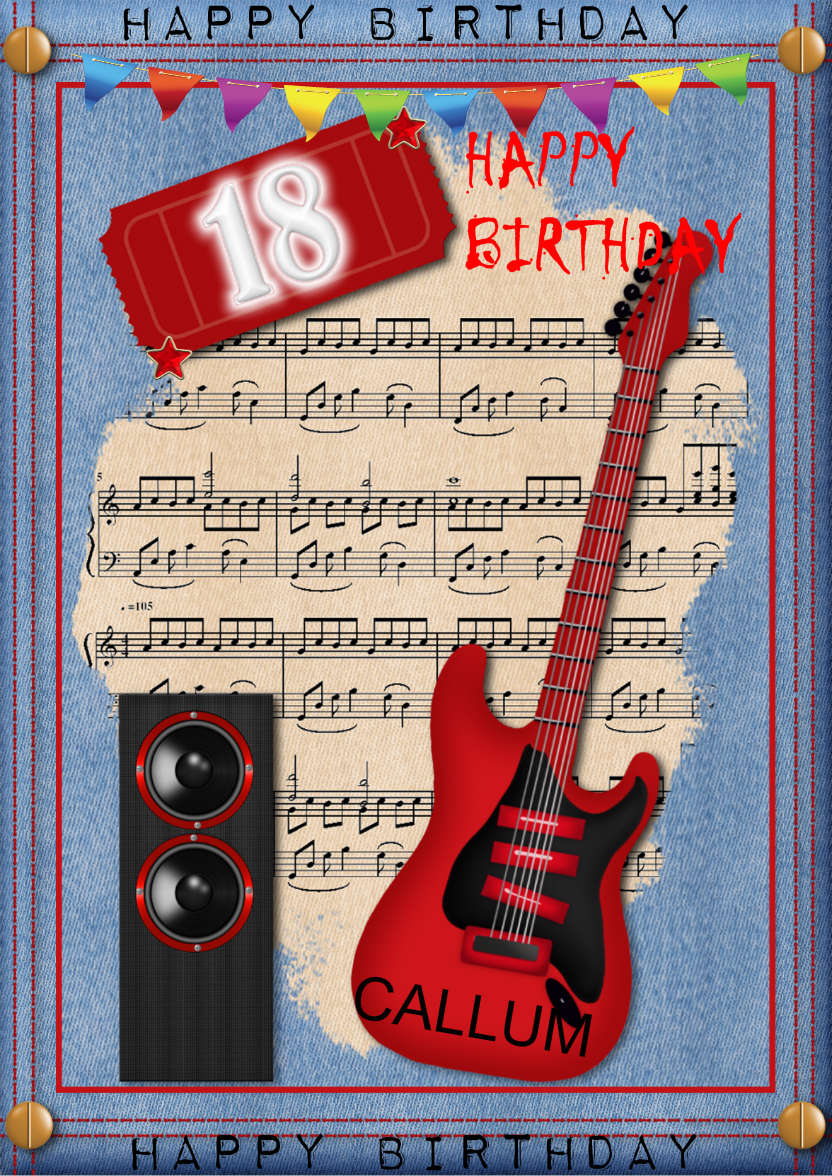 Musical Birthday - card made with Crafty Bob's Card Creator