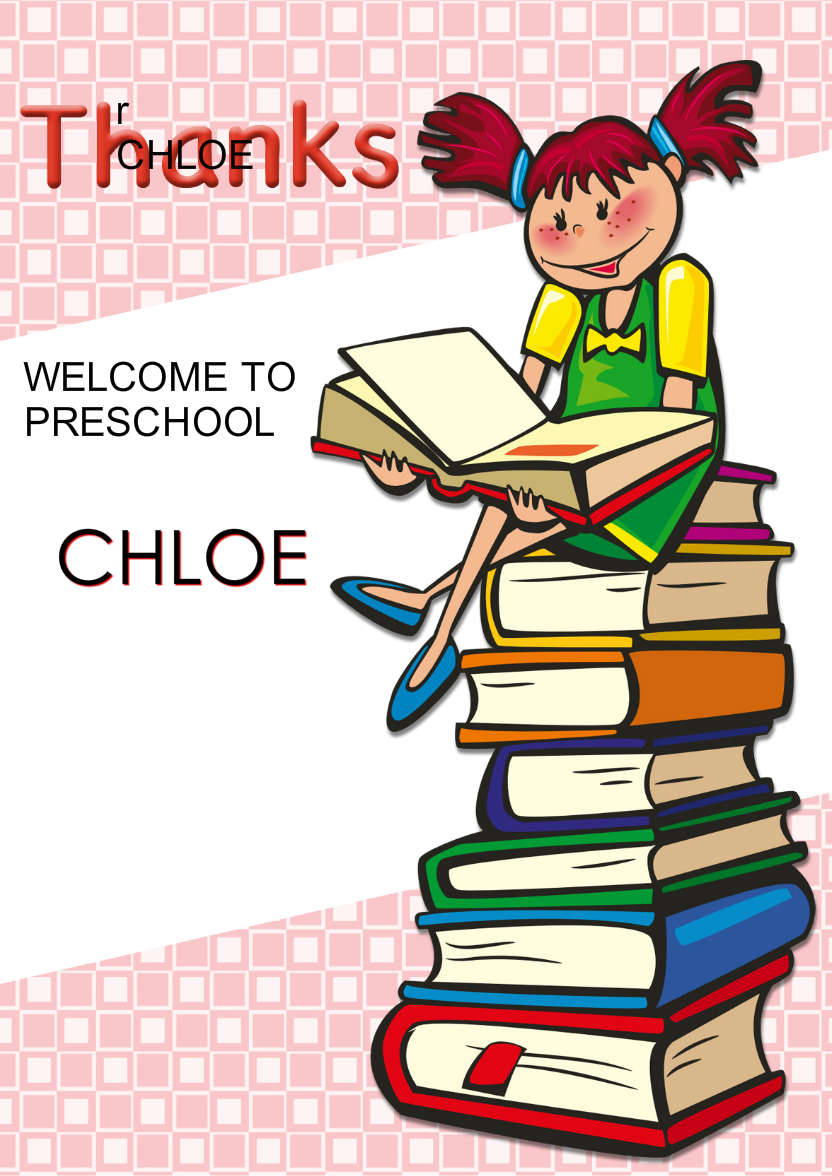 Girl with Books Thank You Teacher Card - card made with Crafty Bob's Card Creator