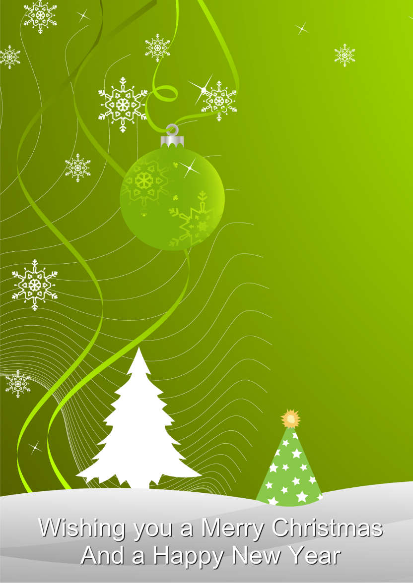 Green Christmas Snowscene Card Front - card made with Crafty Bob's Card Creator