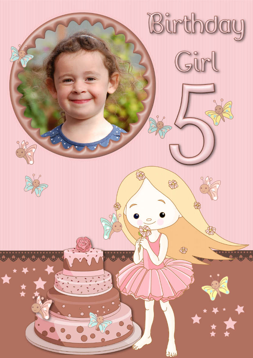 Happy 5th Birthday Girl - card made with Crafty Bob's Card Creator