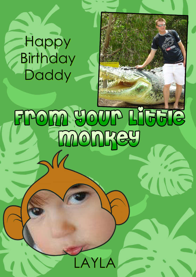 Little Monkey Photo Card - card made with Crafty Bob's Card Creator