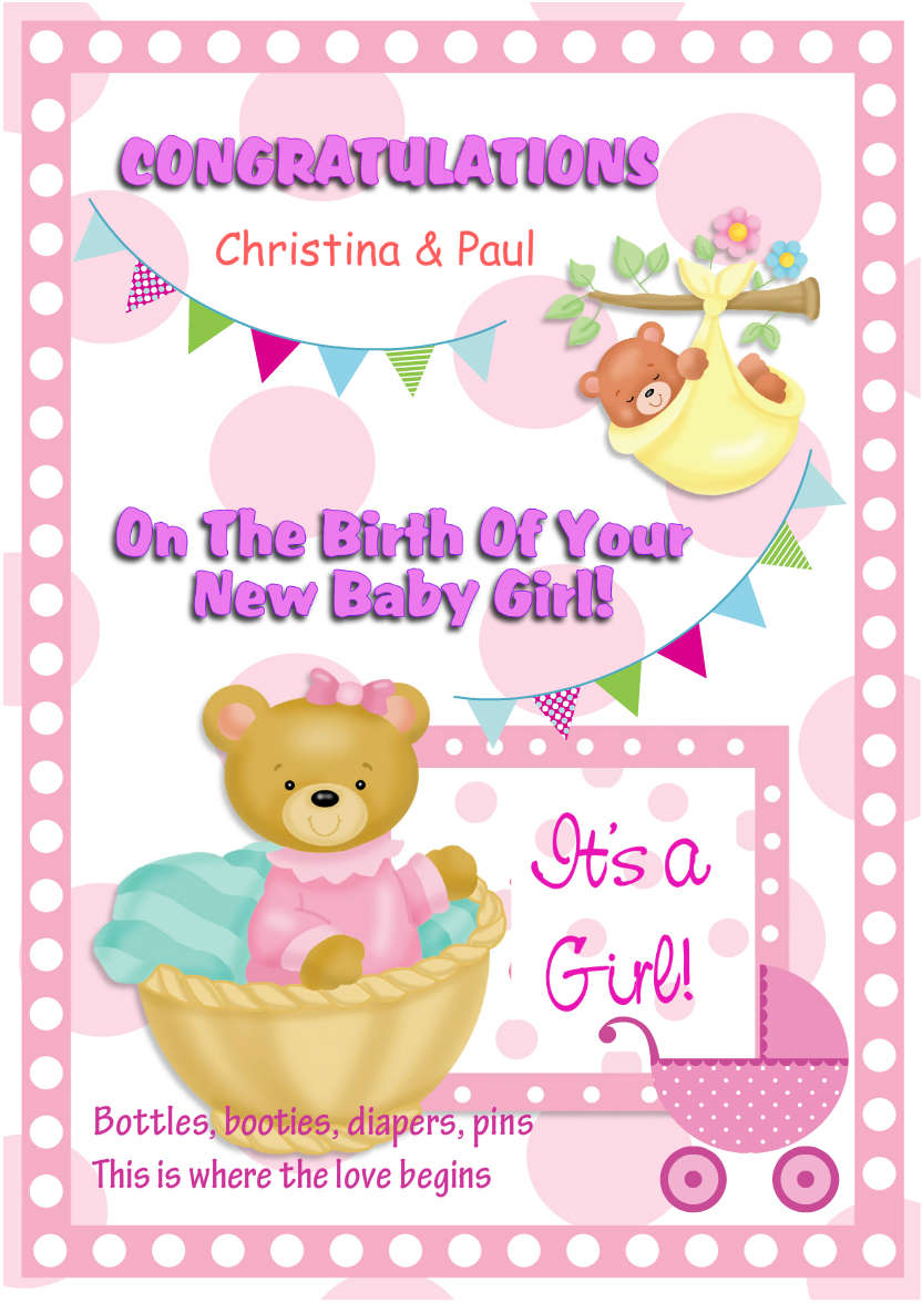 Baby Girl - card made with Crafty Bob's Card Creator