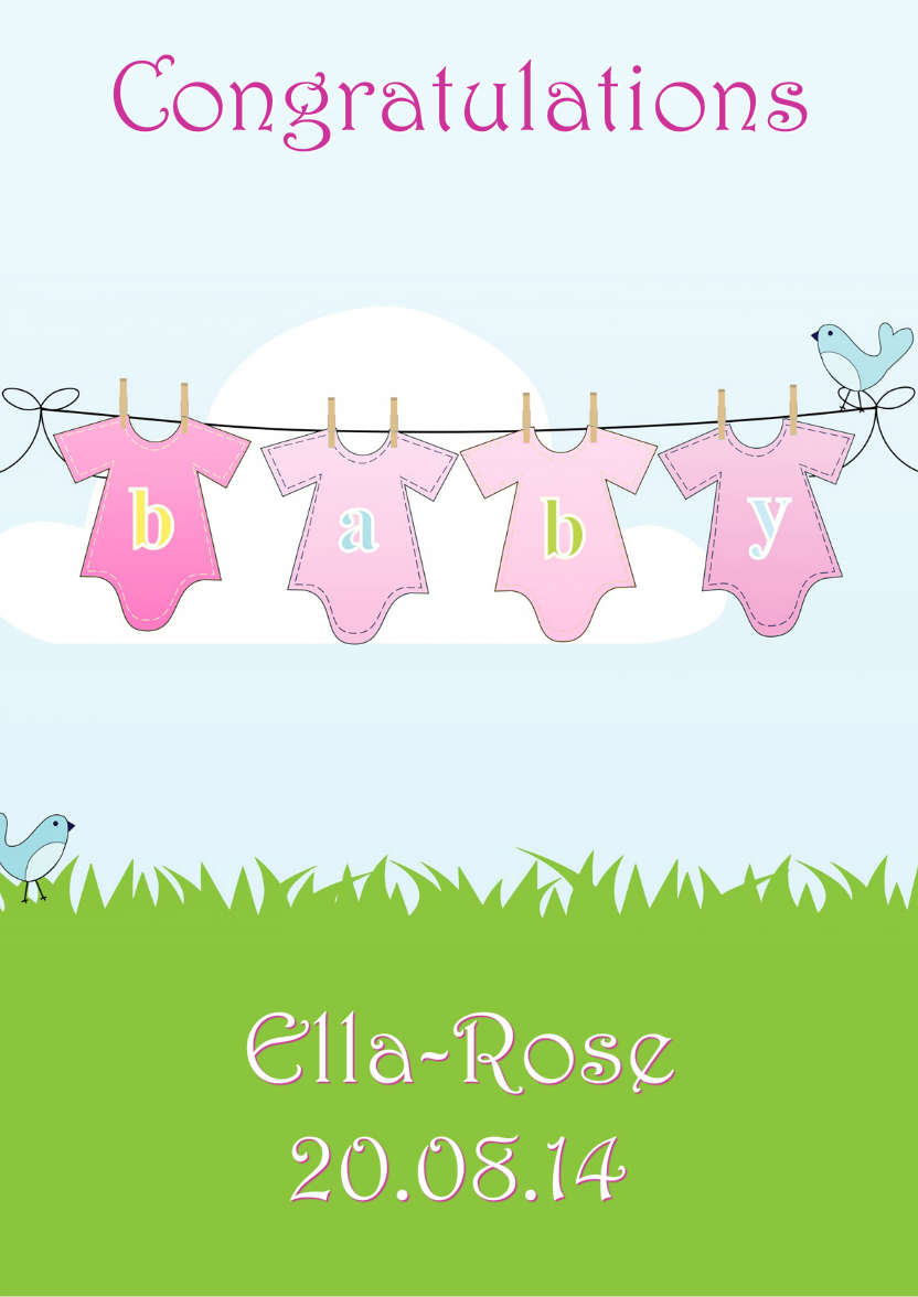 Washing Line New Baby Girl - card made with Crafty Bob's Card Creator