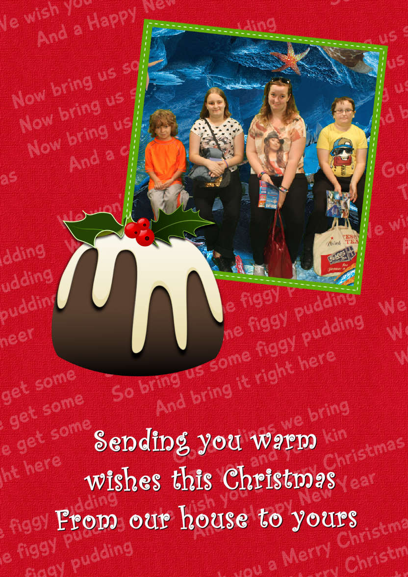 Christmas Figgy Pudding Photo Card - card made with Crafty Bob's Card Creator