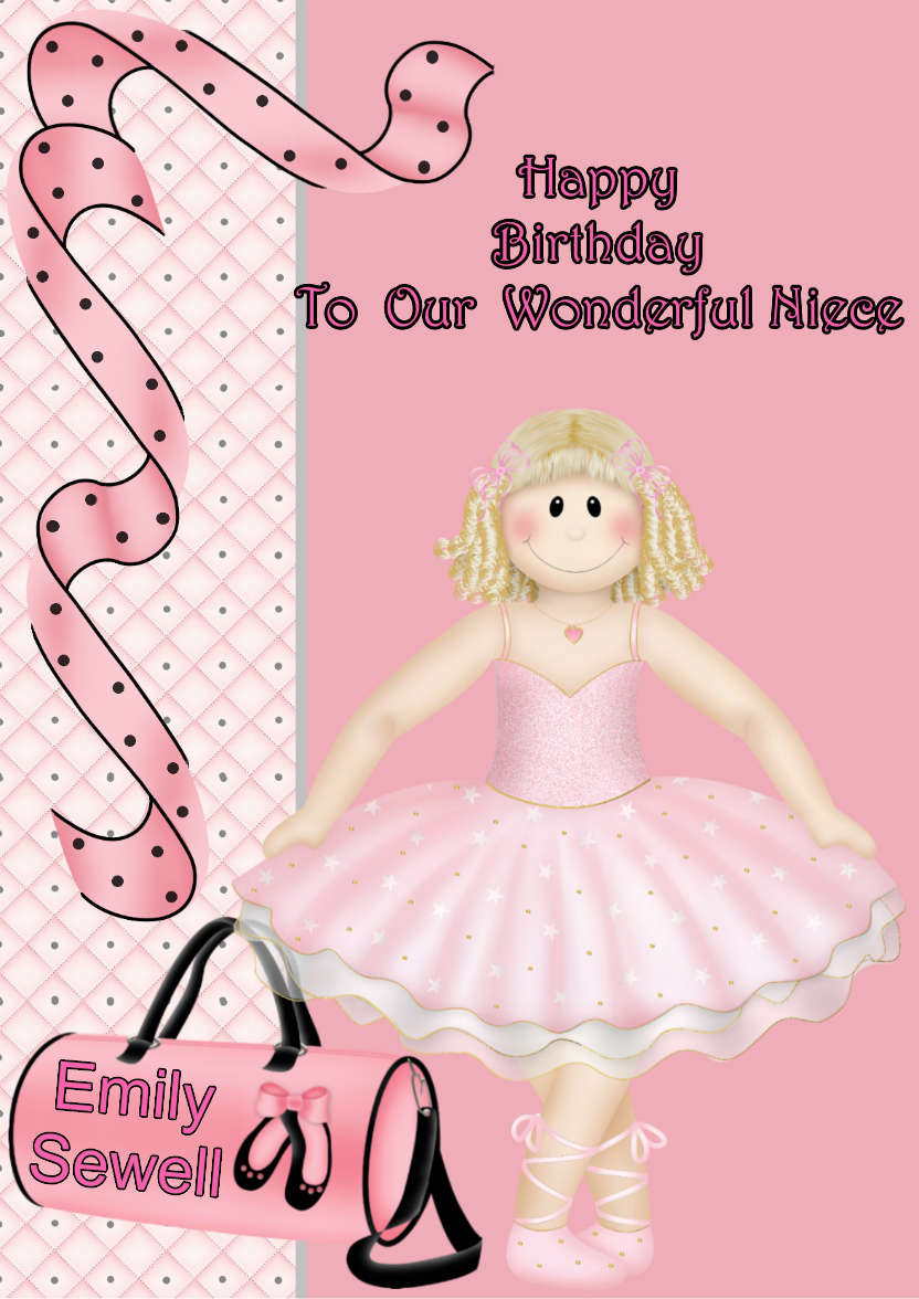 Ballet Birthday Blonde Card Front - card made with Crafty Bob's Card Creator