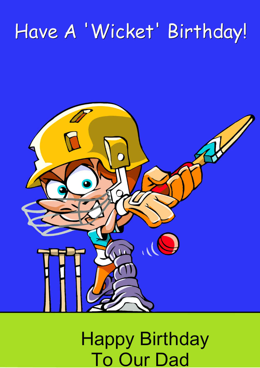 Cartoon Cricket Player Card - card made with Crafty Bob's Card Creator