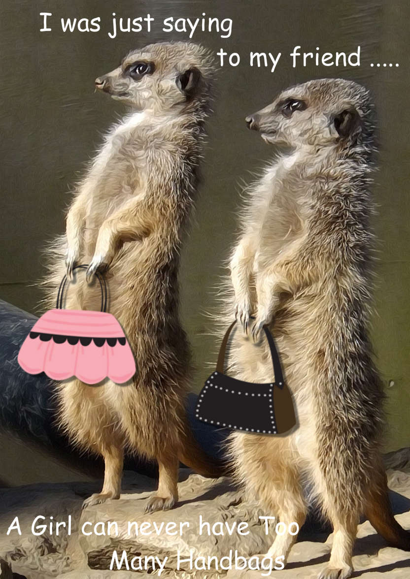 Meerkats with Handbags - card made with Crafty Bob's Card Creator