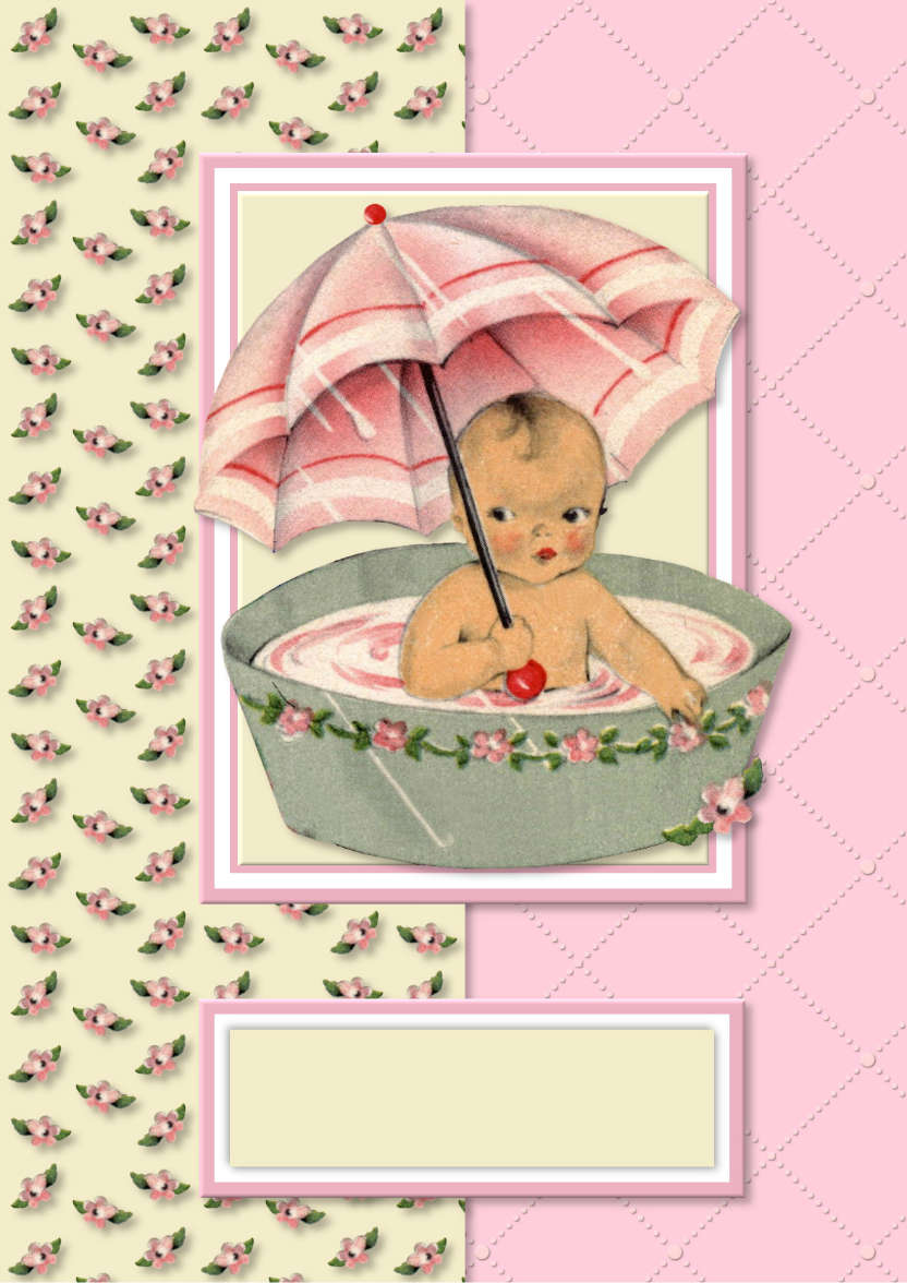 Baby Girl in Tub - card made with Crafty Bob's Card Creator