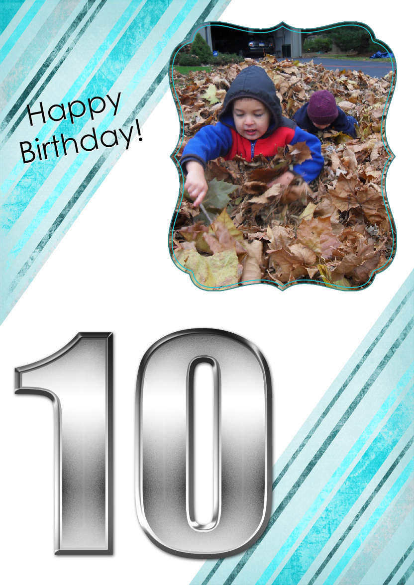 Grunge Stripes Age 10 Birthday Boy - card made with Crafty Bob's Card Creator
