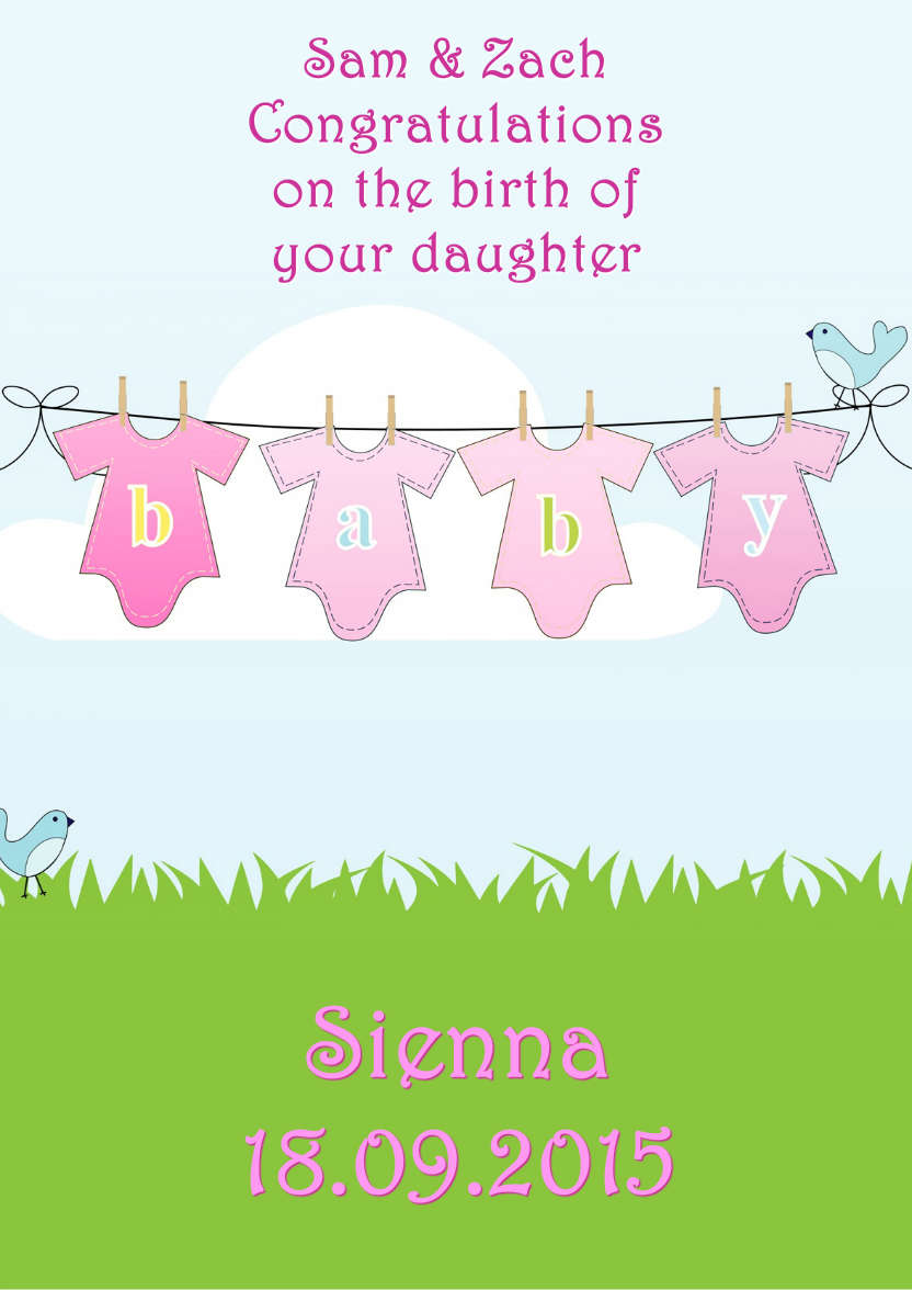 Washing Line New Baby Girl - card made with Crafty Bob's Card Creator