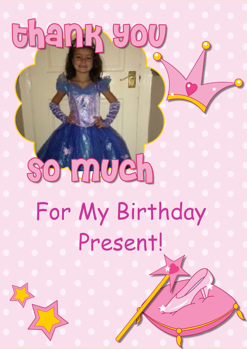 Thank You Princess Themed Aperture Card Front - card made with Crafty Bob's Card Creator