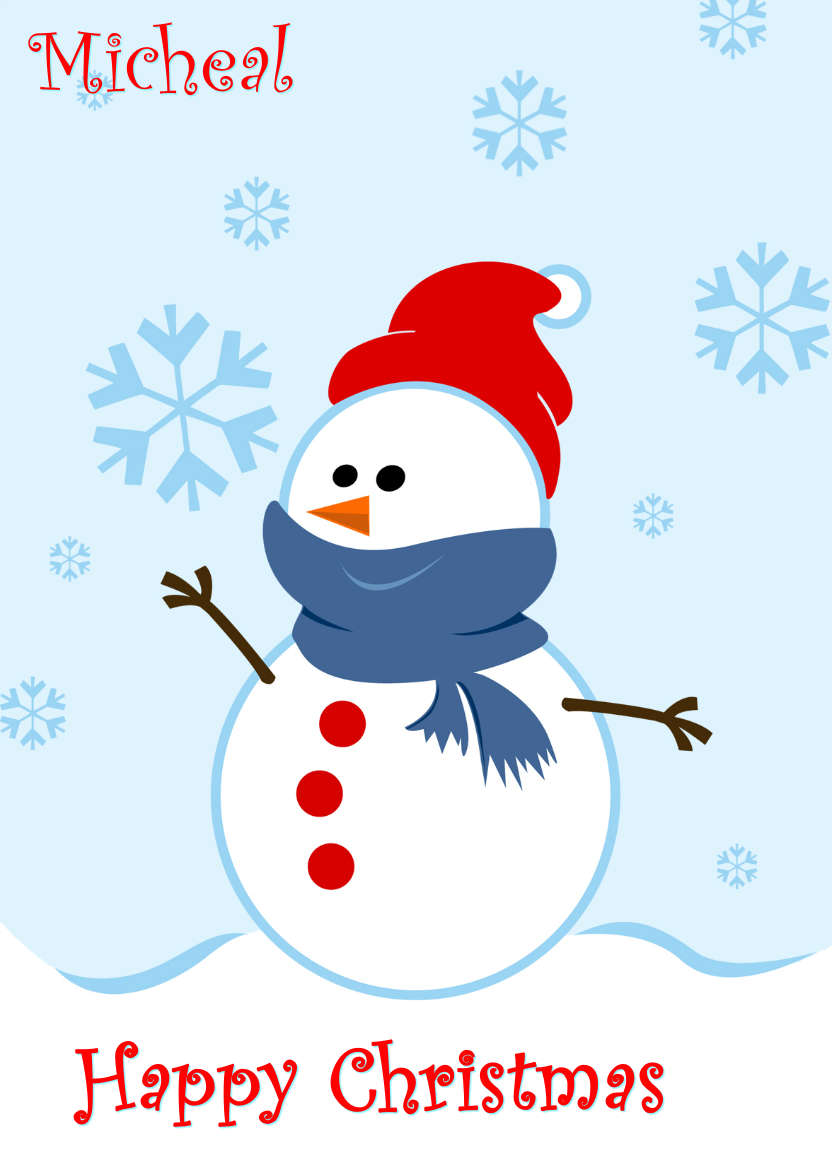 Cute Snowman with Snowflakes - card made with Crafty Bob's Card Creator
