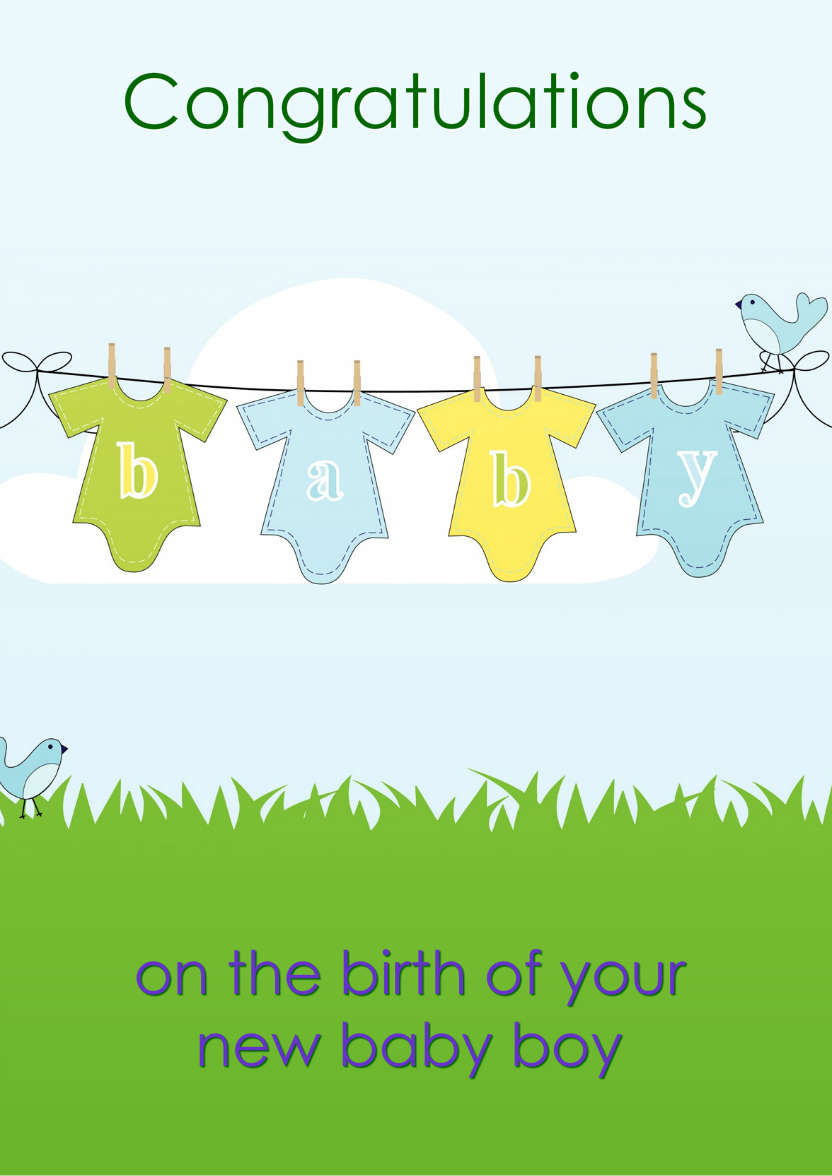 Washing Line New Baby Boy - card made with Crafty Bob's Card Creator