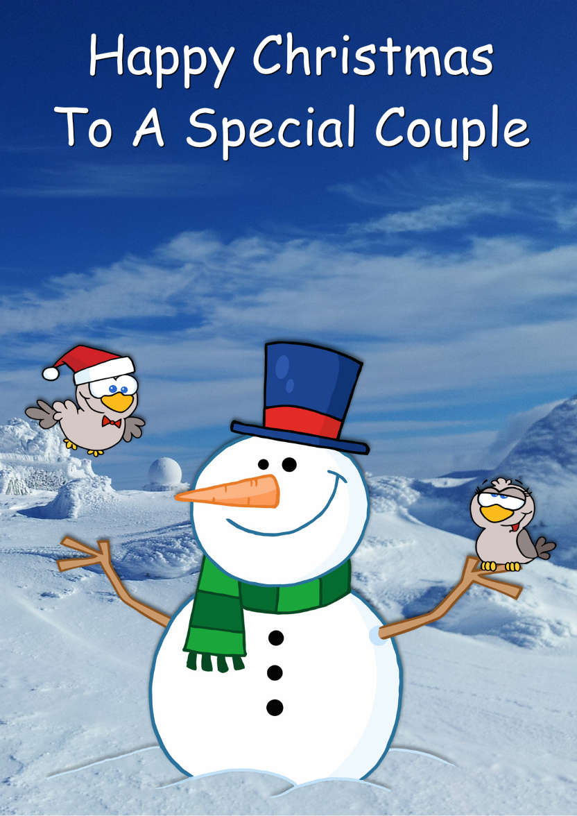 Snowman with Love Birds - card made with Crafty Bob's Card Creator