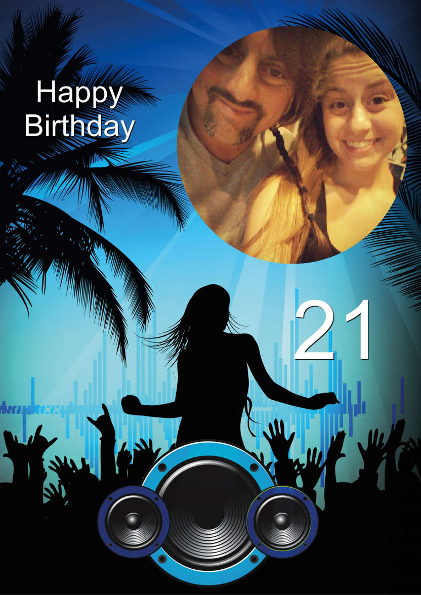 Feel the Base Birthday Card/invitation - card made with Crafty Bob's Card Creator