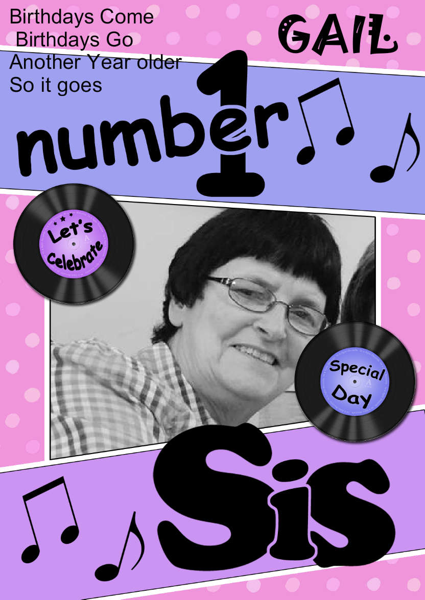No 1 Sis Record Photo Upload Card - card made with Crafty Bob's Card Creator