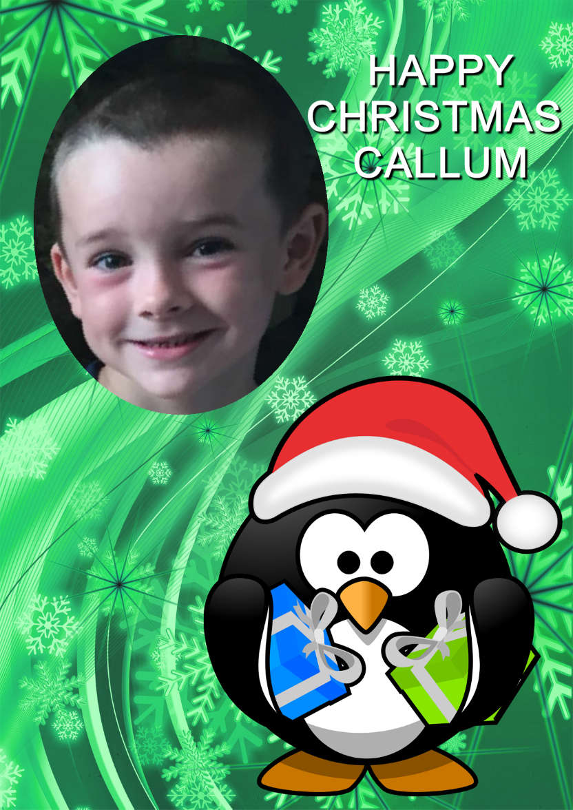 Christmas Penguin Aperture Card - card made with Crafty Bob's Card Creator