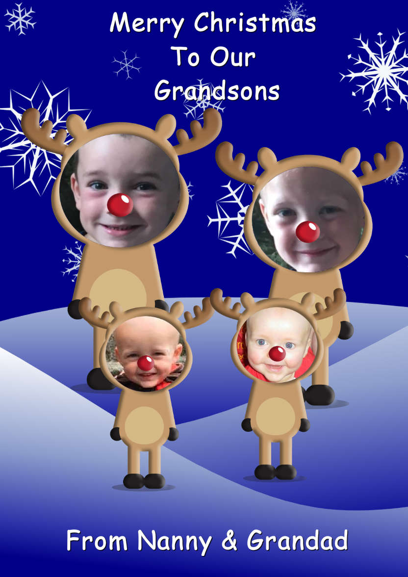 Reindeer Family Photo Card - card made with Crafty Bob's Card Creator