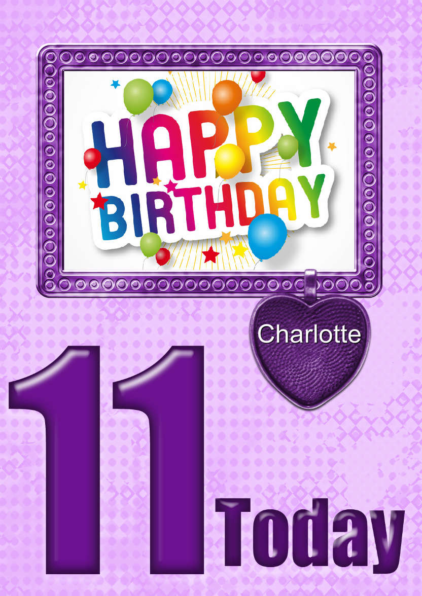 Age 11 Birthday Photo Card Girls - card made with Crafty Bob's Card Creator