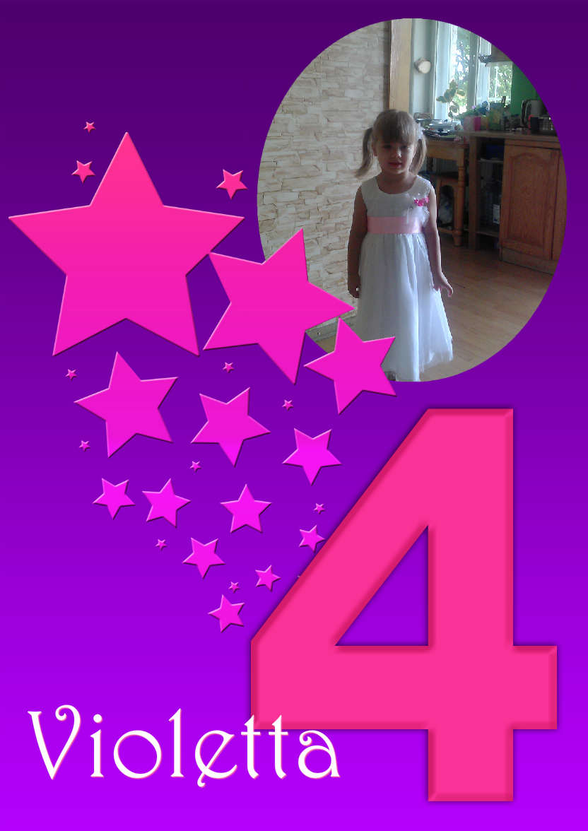 Stars Age 4 Girls Photo Card - card made with Crafty Bob's Card Creator