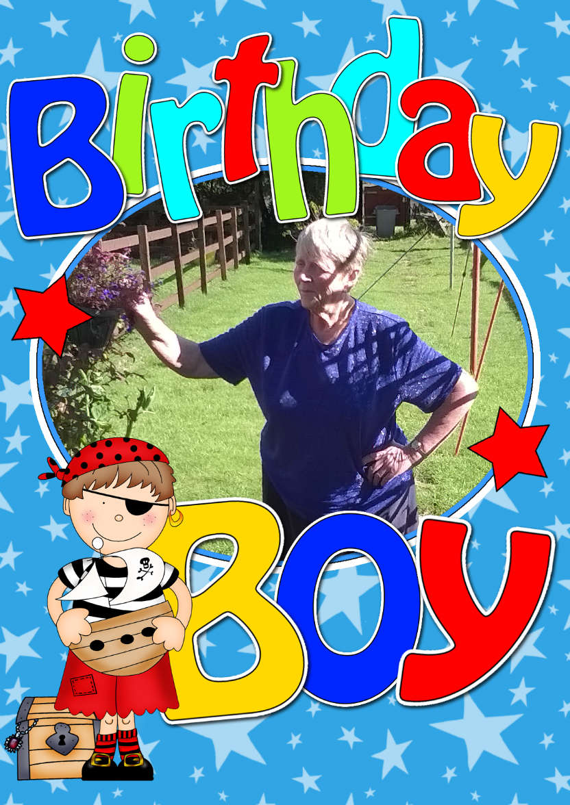 Birthday Pirate Photo Upload Card - card made with Crafty Bob's Card Creator