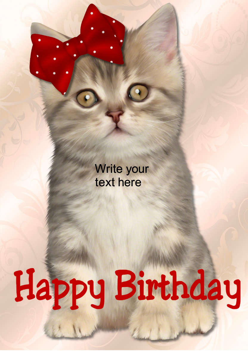 Cute Kitten Happy Birthday - card made with Crafty Bob's Card Creator