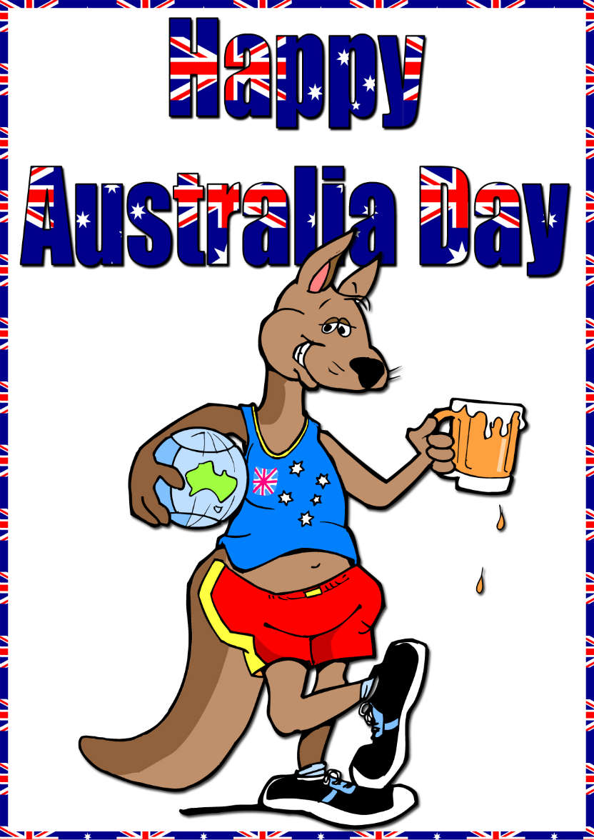 Cartoon Kangaroo Australia Day Card - card made with Crafty Bob's Card Creator