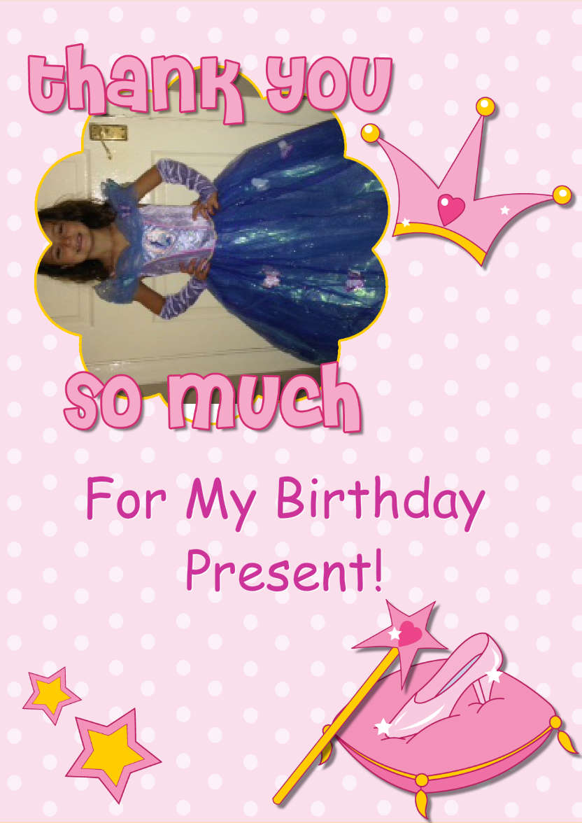 Thank You Princess Themed Aperture Card Front - card made with Crafty Bob's Card Creator