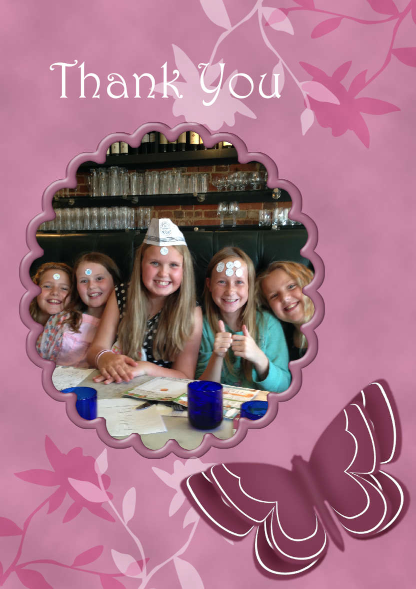 Thank You - Butterfly and Flowers - card made with Crafty Bob's Card Creator