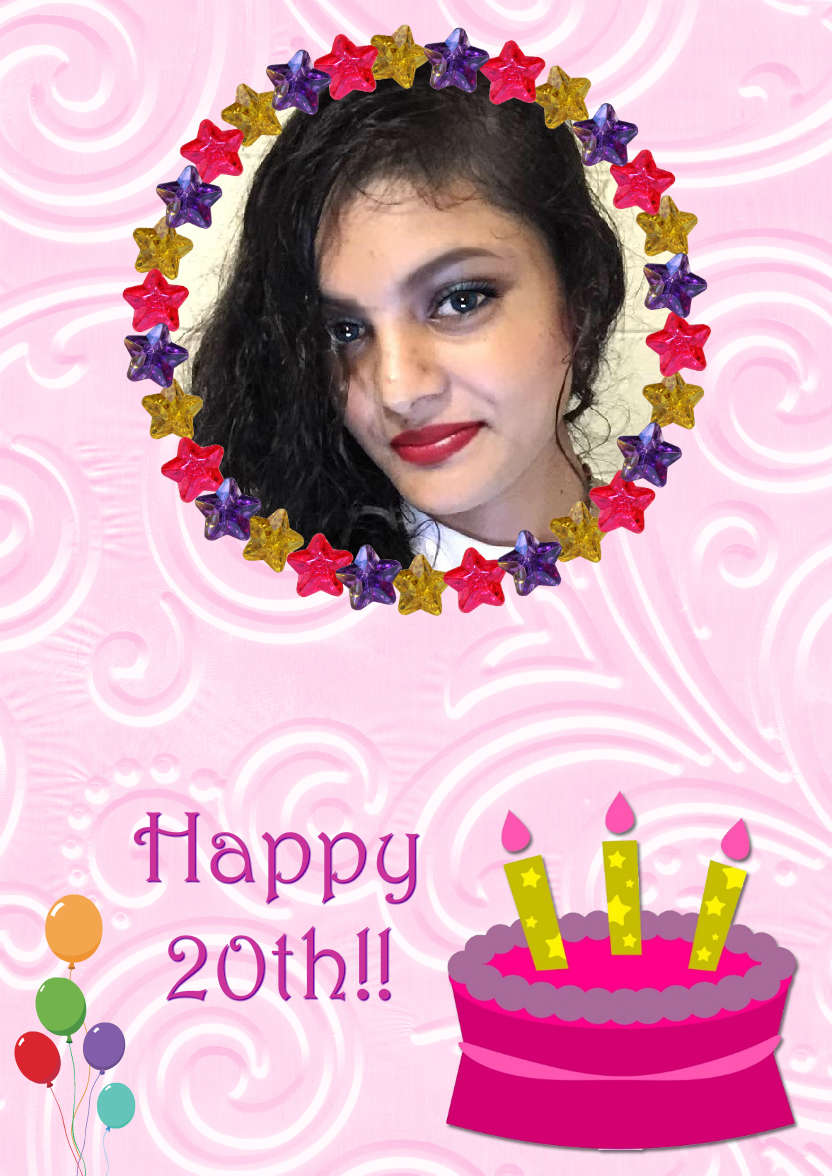 Star Frame Birthday Girl - card made with Crafty Bob's Card Creator