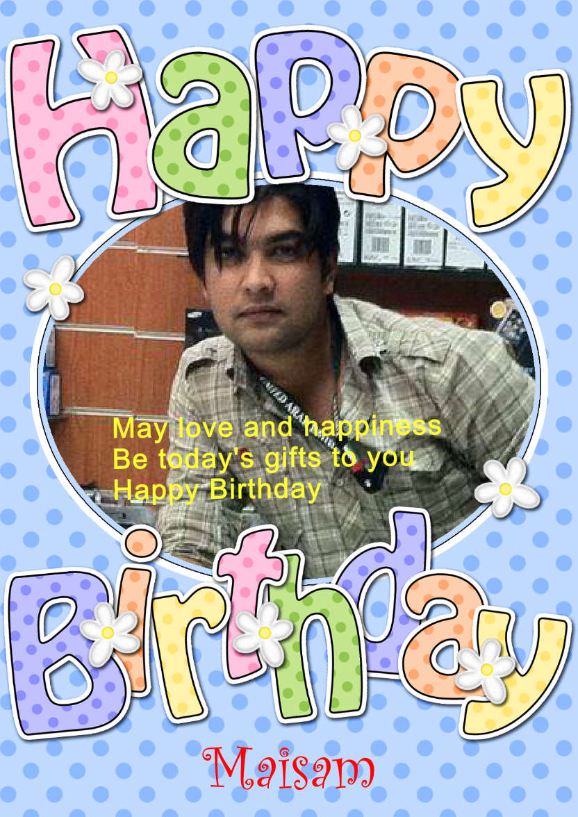 Birthday Dots & Flowers Photo Upload Card - card made with Crafty Bob's Card Creator