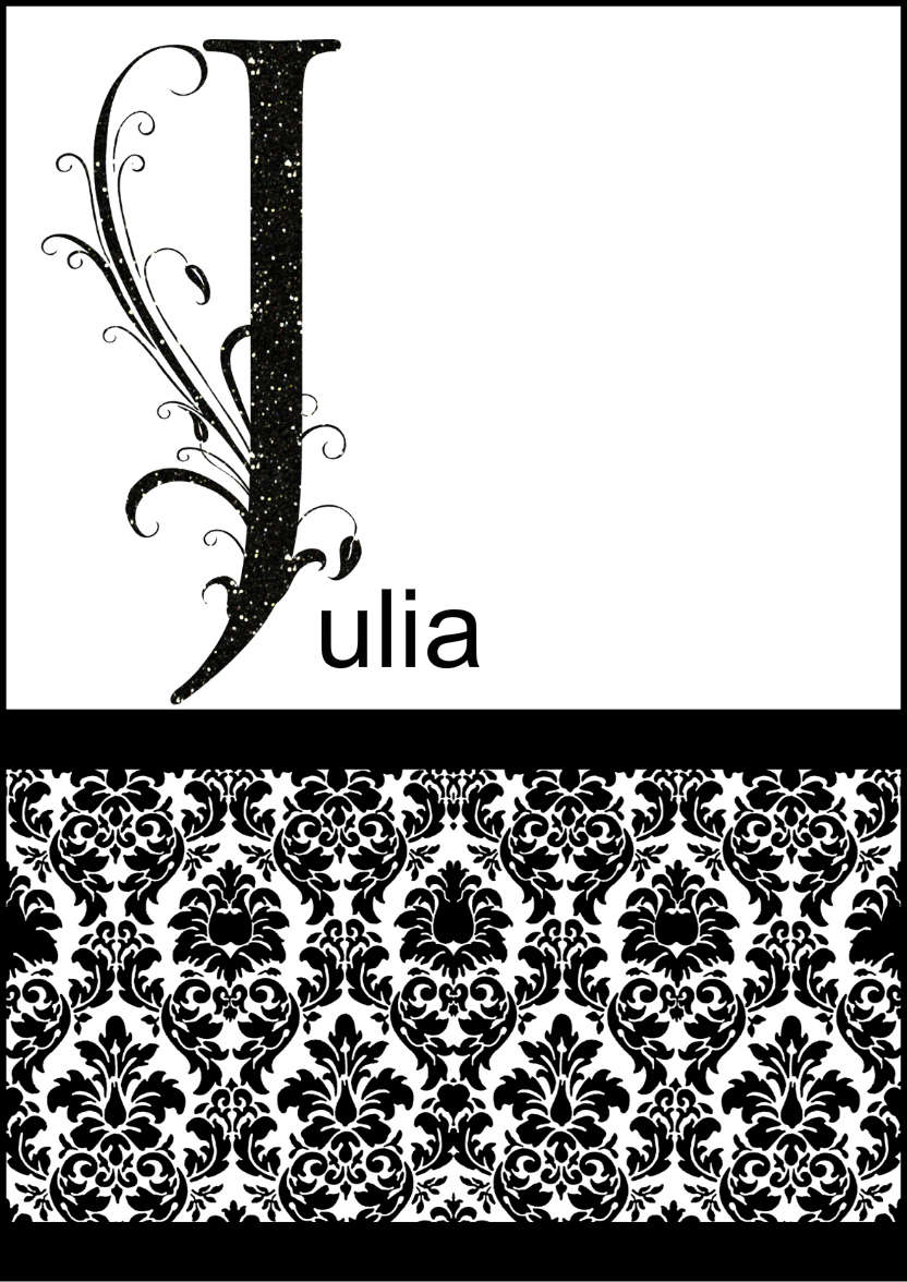 Damask Monogram Letter J Card - card made with Crafty Bob's Card Creator