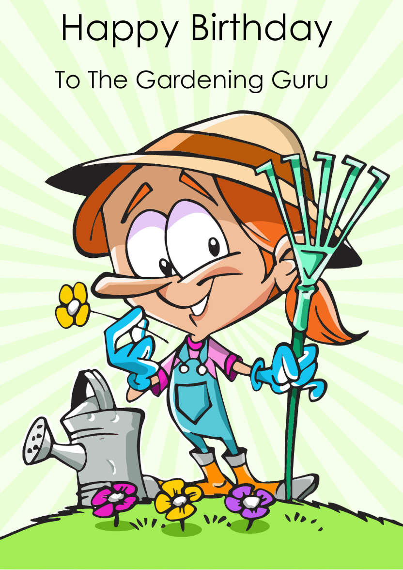 Cartoon Gardener Card - card made with Crafty Bob's Card Creator