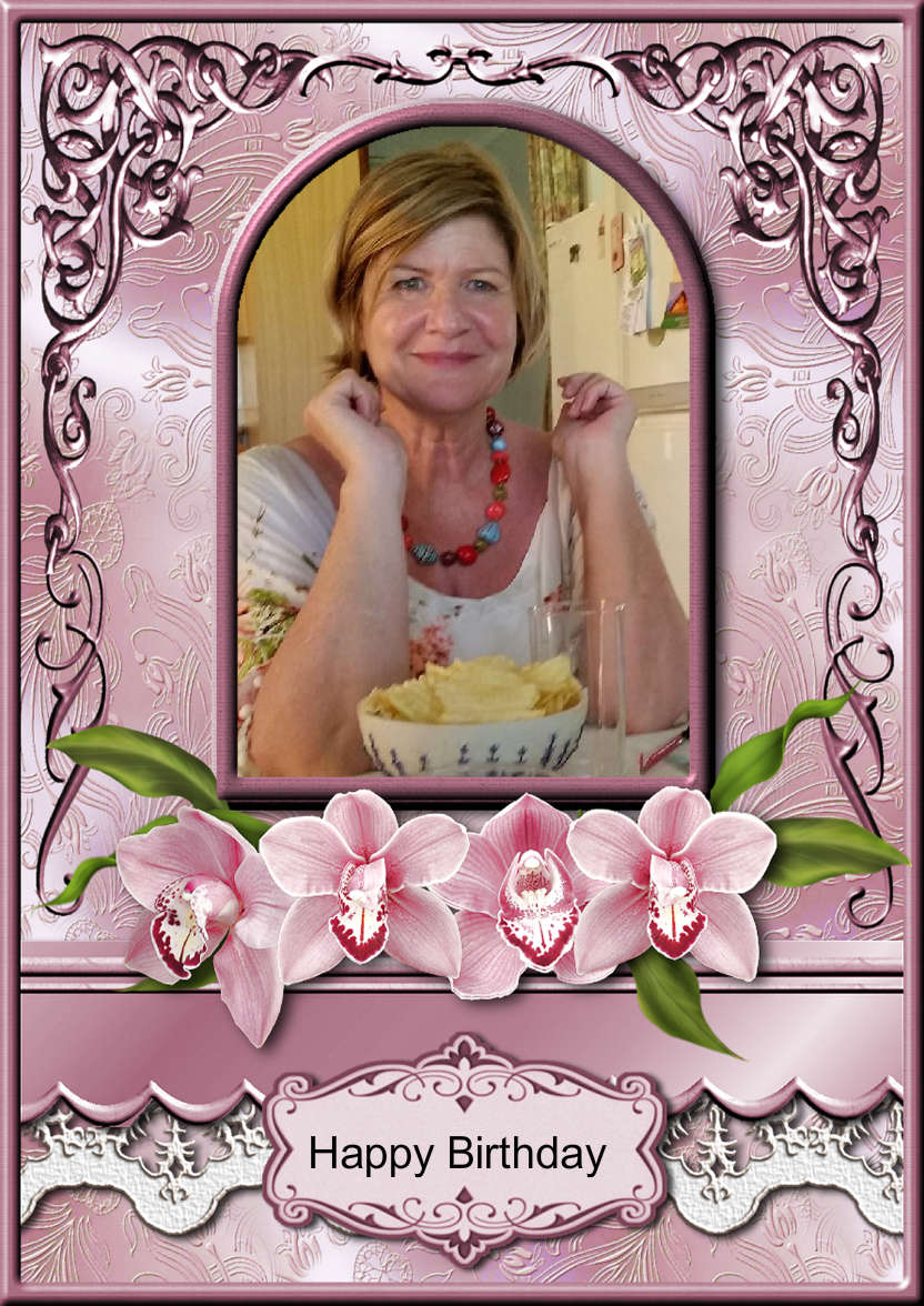 Pink Orchids Arched Frame Card - card made with Crafty Bob's Card Creator
