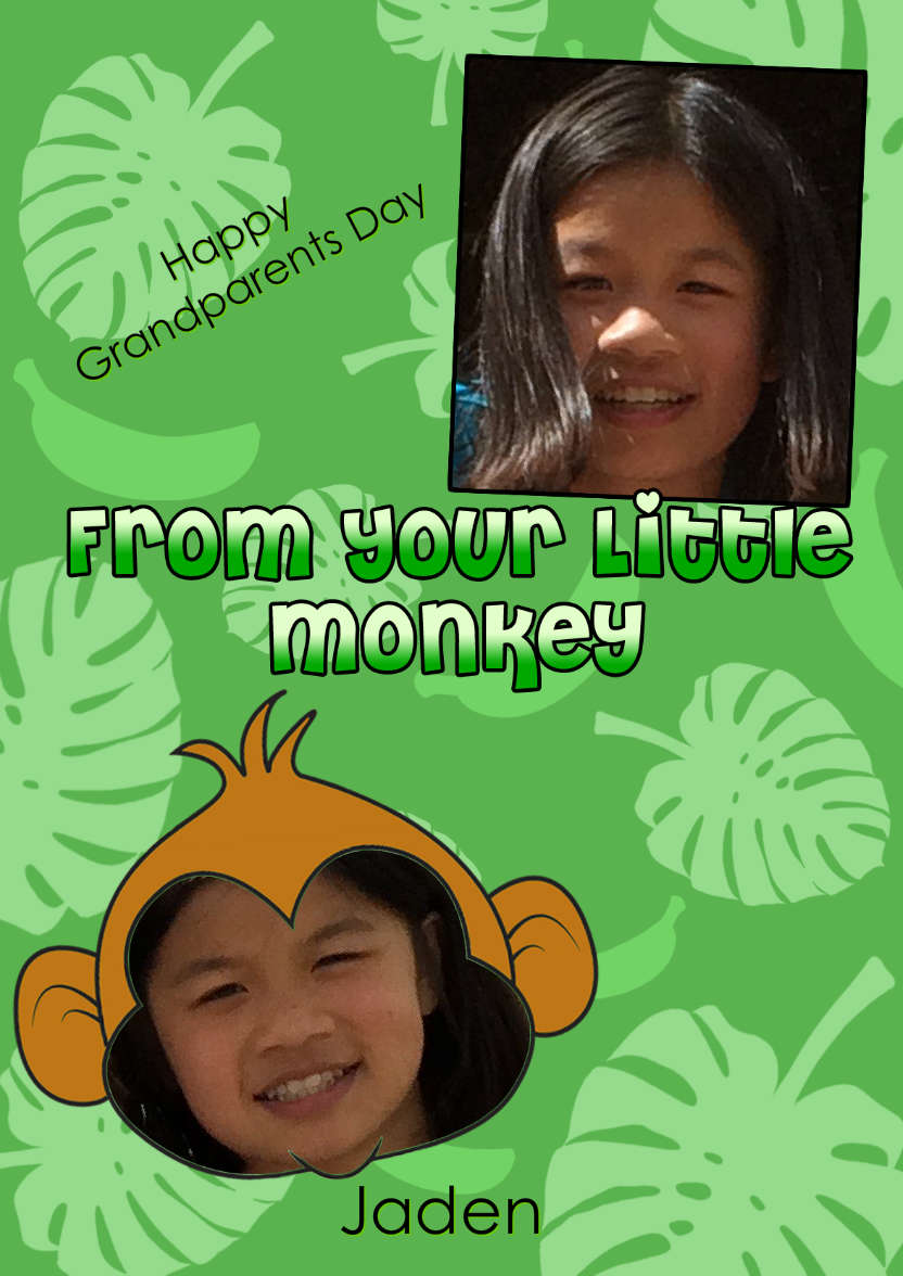 Little Monkey Photo Card - card made with Crafty Bob's Card Creator