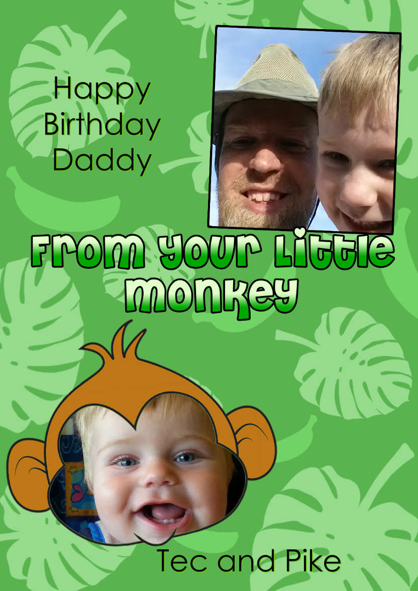 Little Monkey Photo Card - card made with Crafty Bob's Card Creator