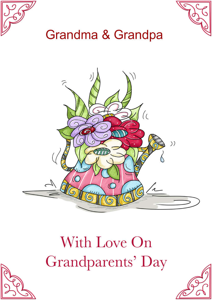 Fancy Watering Can Grandparents Day Card - card made with Crafty Bob's Card Creator