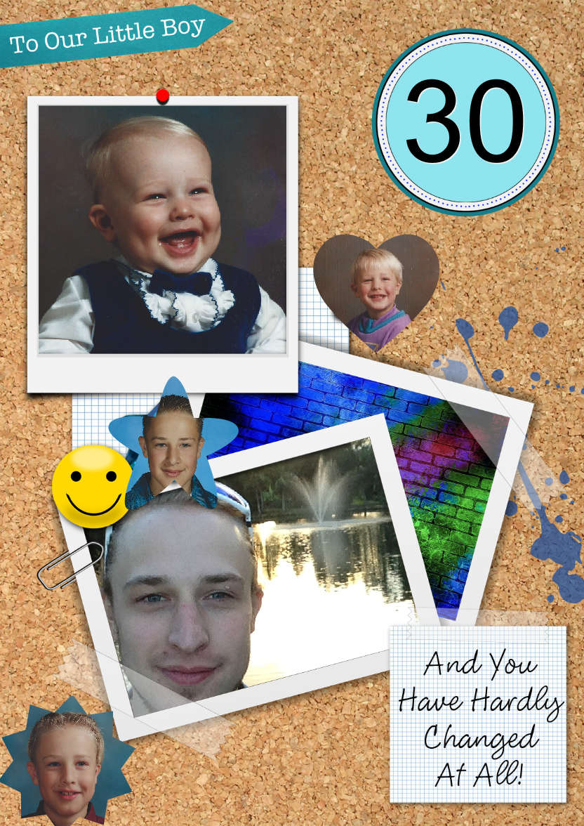 Birthday Noticeboard Photo Card Boy - card made with Crafty Bob's Card Creator