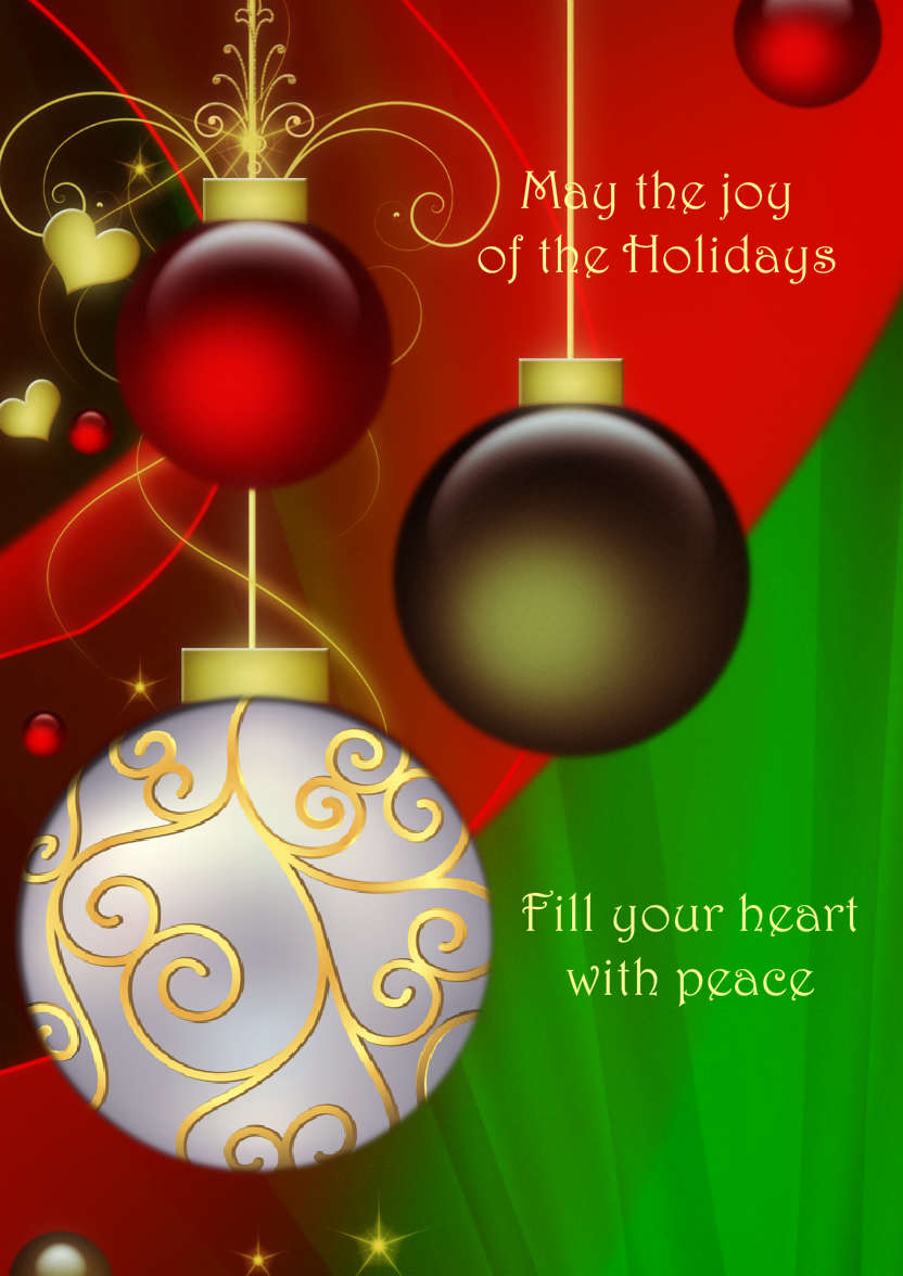 Red and Green Vintage Ornament Christmas Photo Card - card made with Crafty Bob's Card Creator