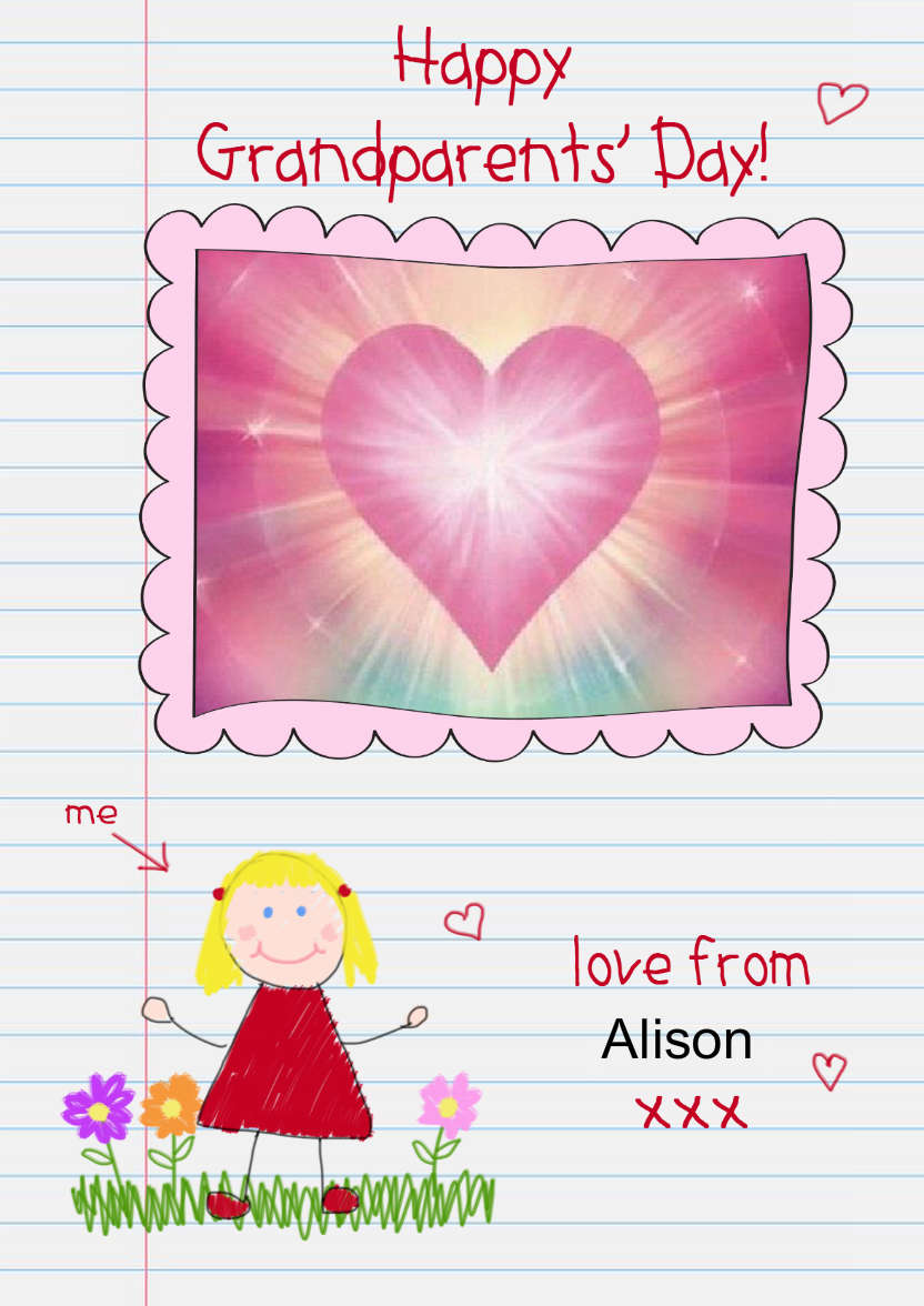 Grandparents Day Childs Drawing Aperture Girl - card made with Crafty Bob's Card Creator