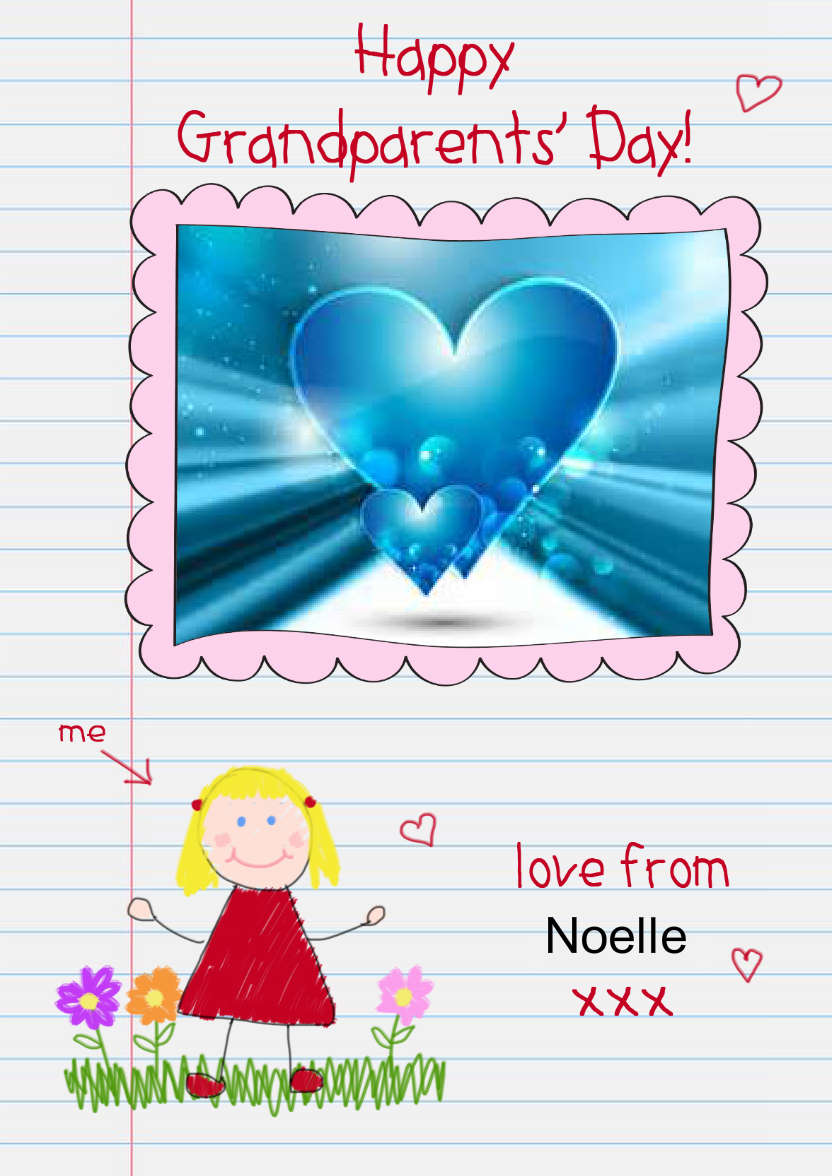 Grandparents Day Childs Drawing Aperture Girl - card made with Crafty Bob's Card Creator