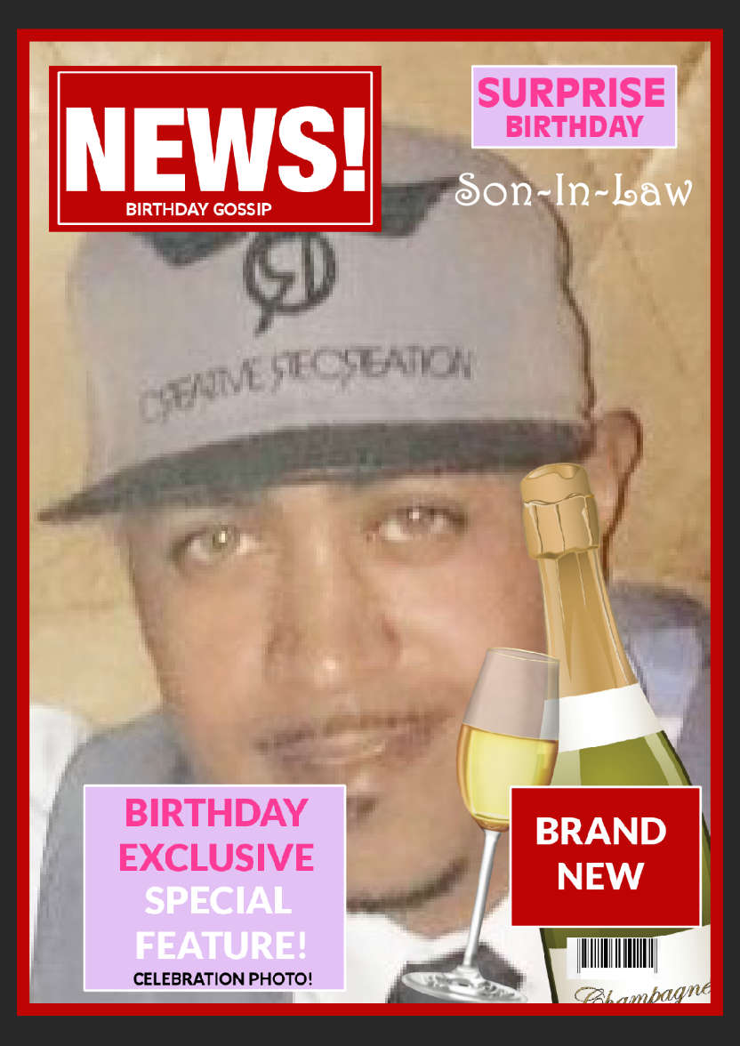 Birthday Headlines - card made with Crafty Bob's Card Creator