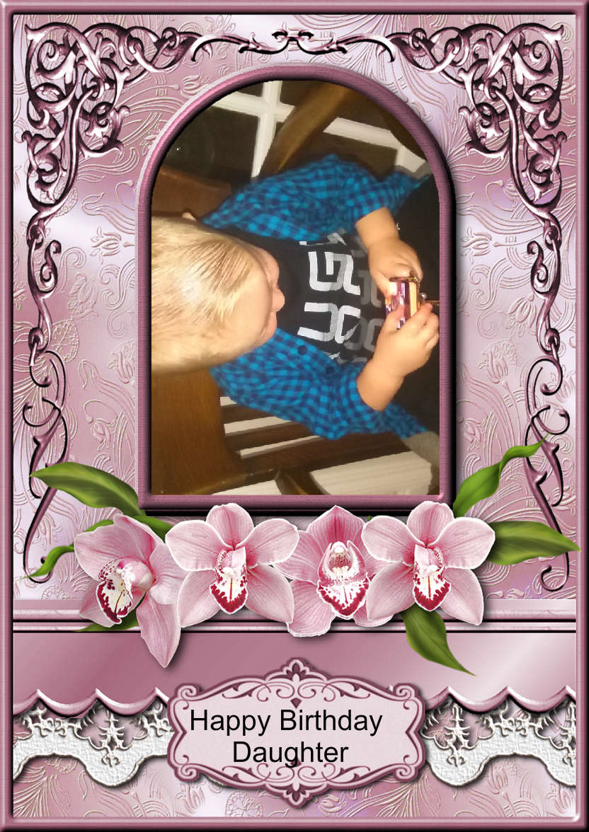 Pink Orchids Arched Frame Card - card made with Crafty Bob's Card Creator