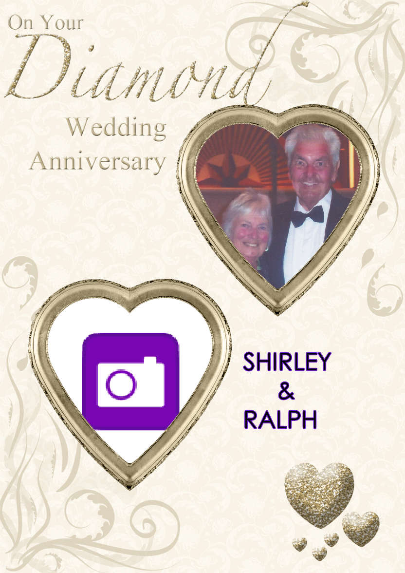 Diamond Wedding Anniversary Hearts Photo Card - card made with Crafty Bob's Card Creator