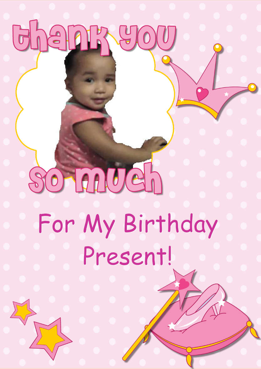 Thank You Princess Themed Aperture Card Front - card made with Crafty Bob's Card Creator