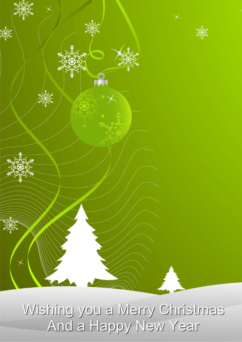 Green Christmas Snowscene Card Front - card made with Crafty Bob's Card Creator