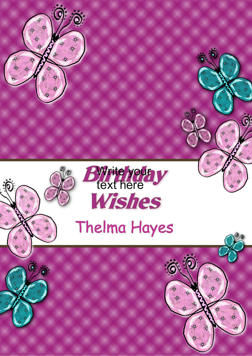 Beautiful Butterflies Birthday Card - card made with Crafty Bob's Card Creator