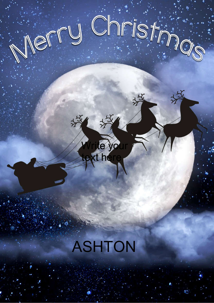 Santa Silhouette in Front of the Moon - card made with Crafty Bob's Card Creator