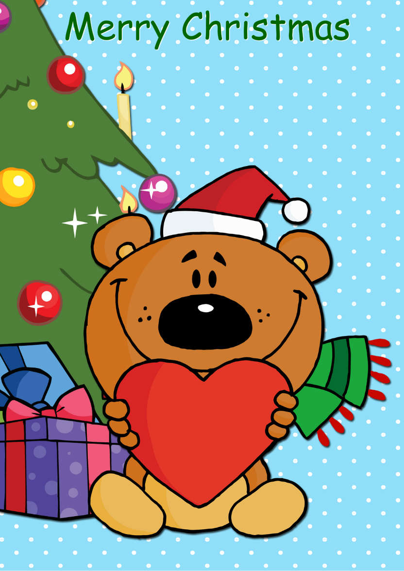 Christmas Bear Holding a Heart - card made with Crafty Bob's Card Creator