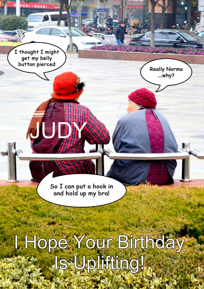 Two Old Ladies Humorous Card Front - card made with Crafty Bob's Card Creator